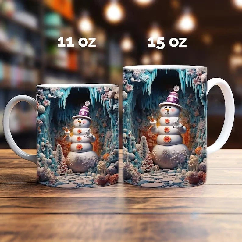 Christmas Coffee Mug with 3D Illusion Snowman Ceramic Dishwasher Safe - Image 11