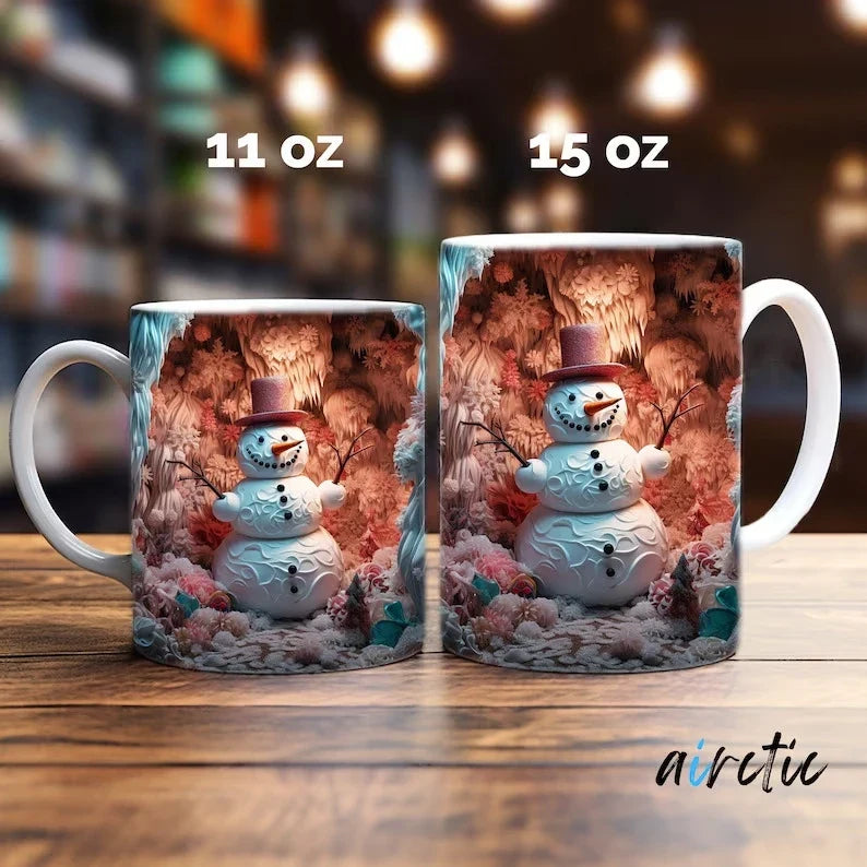 Christmas Coffee Mug with 3D Illusion Snowman Ceramic Dishwasher Safe - Image 12
