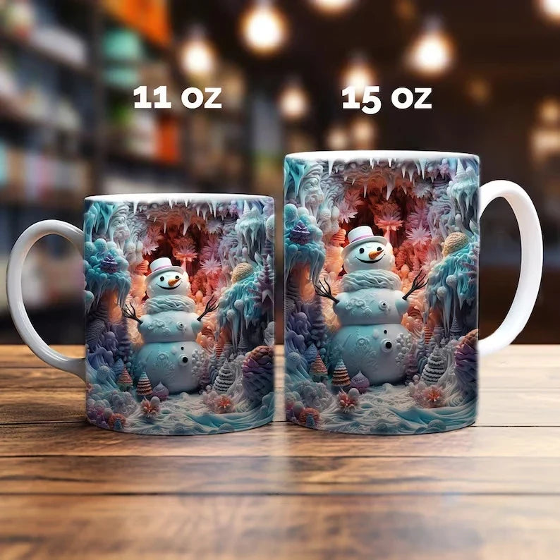 Christmas Coffee Mug with 3D Illusion Snowman Ceramic Dishwasher Safe - Image 13