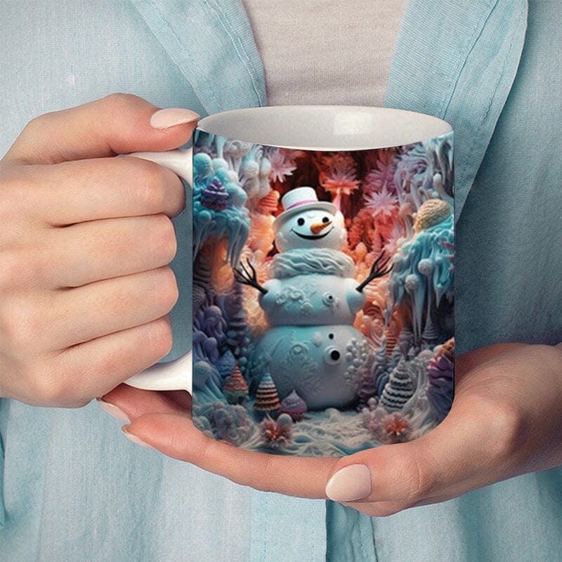 Christmas Coffee Mug with 3D Illusion Snowman Ceramic Dishwasher Safe - Image 4