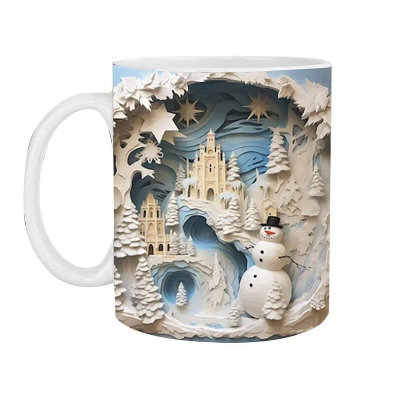 Christmas Coffee Mug with 3D Illusion Snowman Ceramic Dishwasher Safe - Image 5