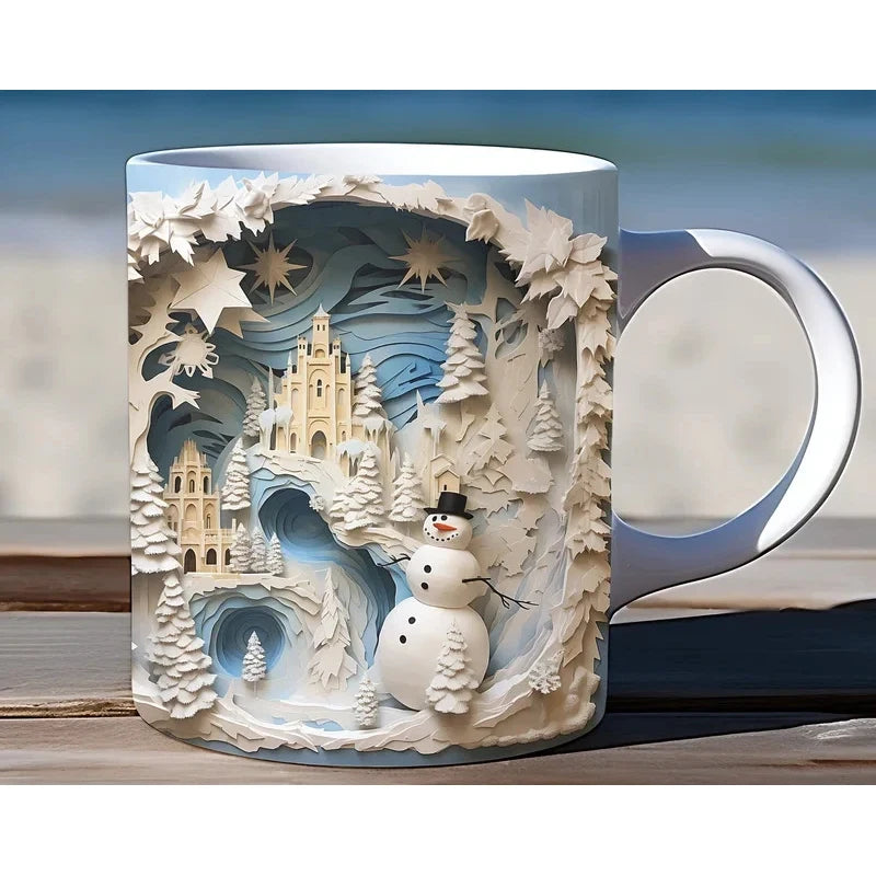 Christmas Coffee Mug with 3D Illusion Snowman Ceramic Dishwasher Safe - Image 7