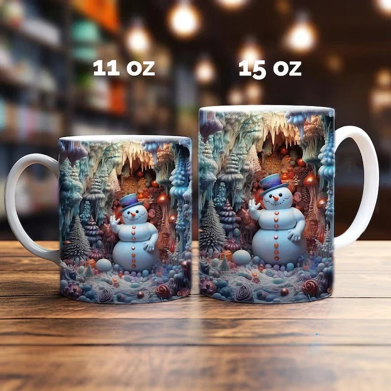 Christmas Coffee Mug with 3D Illusion Snowman Ceramic Dishwasher Safe - Image 8