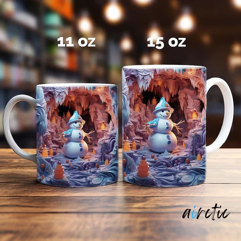 Christmas Coffee Mug with 3D Illusion Snowman Ceramic Dishwasher Safe - Image 9