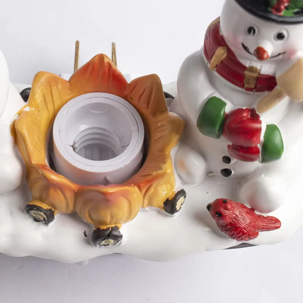 Christmas Night Lights with Plug in Snowman Campfire Design and Warm Yellow Illumination - Image 4
