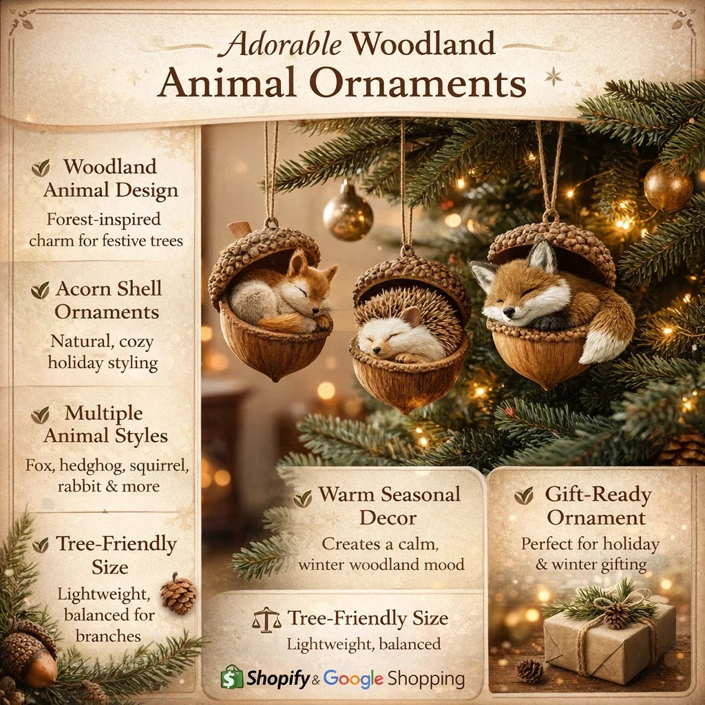 Christmas Ornaments with Woodland Animals in Acorns - Image 8