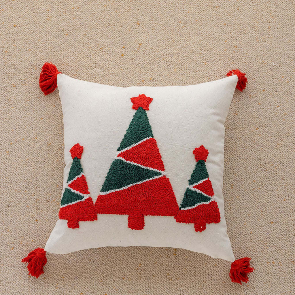 Christmas Pillow Cover Festive Decorative Square Throw with Embroidered Design - Image 2