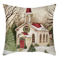 Christmas Pillow Cover with Hidden Zipper Square Throw Polyester Linen Decorative Cushion - Image 3