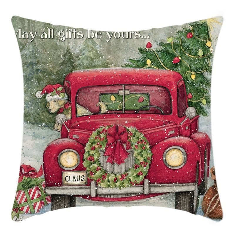 Christmas Pillow Cover with Hidden Zipper Square Throw Polyester Linen Decorative Cushion - Image 5