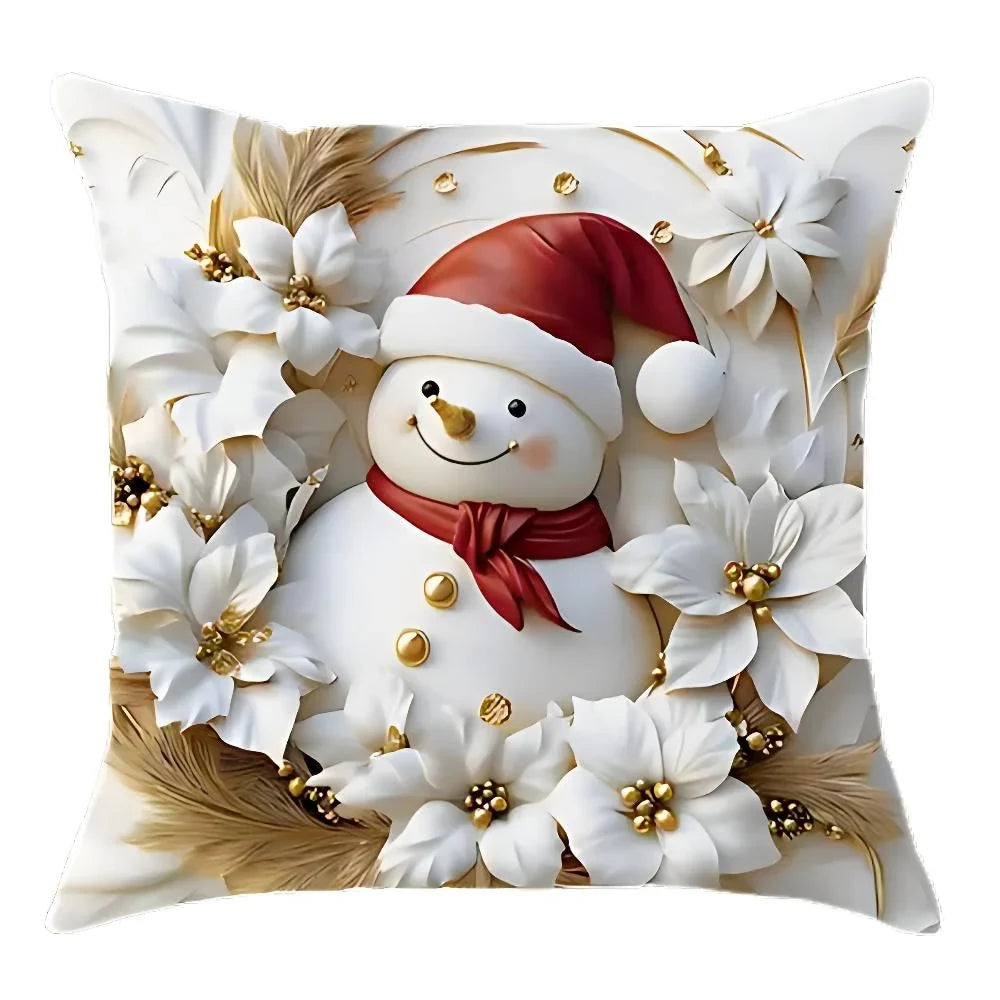 Christmas Pillow Covers Set of 4 Square Throw with 3D Holiday Designs - Image 5