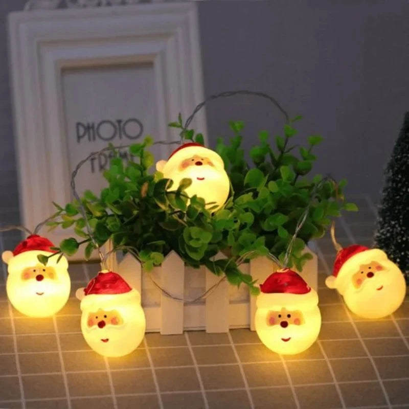 Christmas String Lights with 20 LED Santa Heads Battery Operated for Indoor Decoration - Image 5
