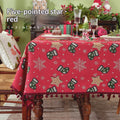 Christmas Tablecloth with Pom-Pom Fringe Festive Snowflake and Holiday Stocking Pattern - Image 7