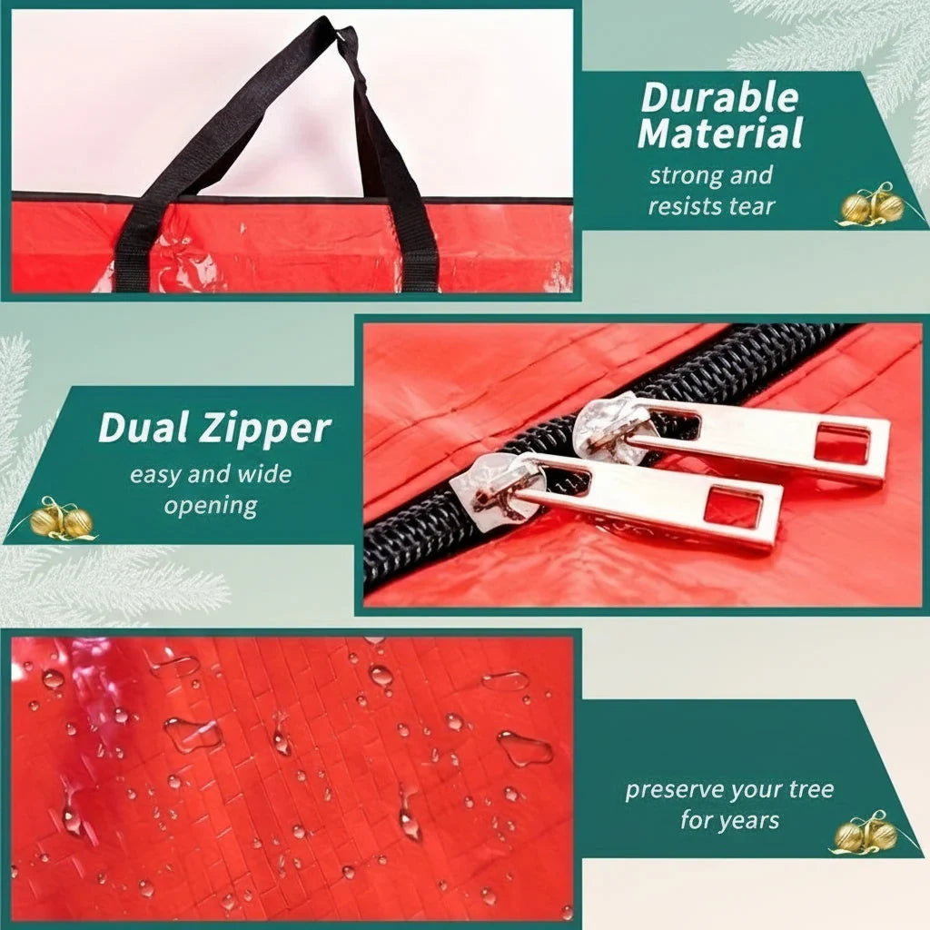 Christmas Tree Storage Bag with Waterproof Zipper and Dual Carry Handles - Image 3