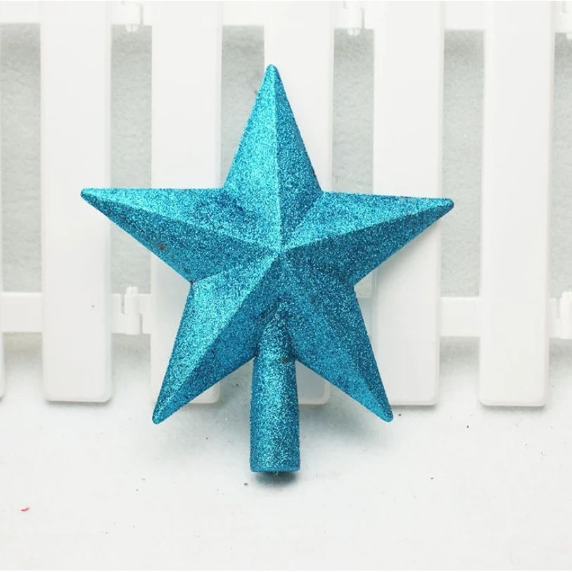 Christmas Tree Topper Five-Pointed Star with Glitter Finish Shatterproof Holiday Decoration - Image 3