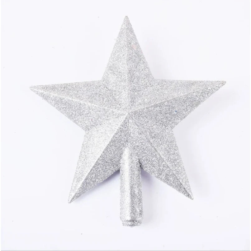 Christmas Tree Topper Five-Pointed Star with Glitter Finish Shatterproof Holiday Decoration - Image 7