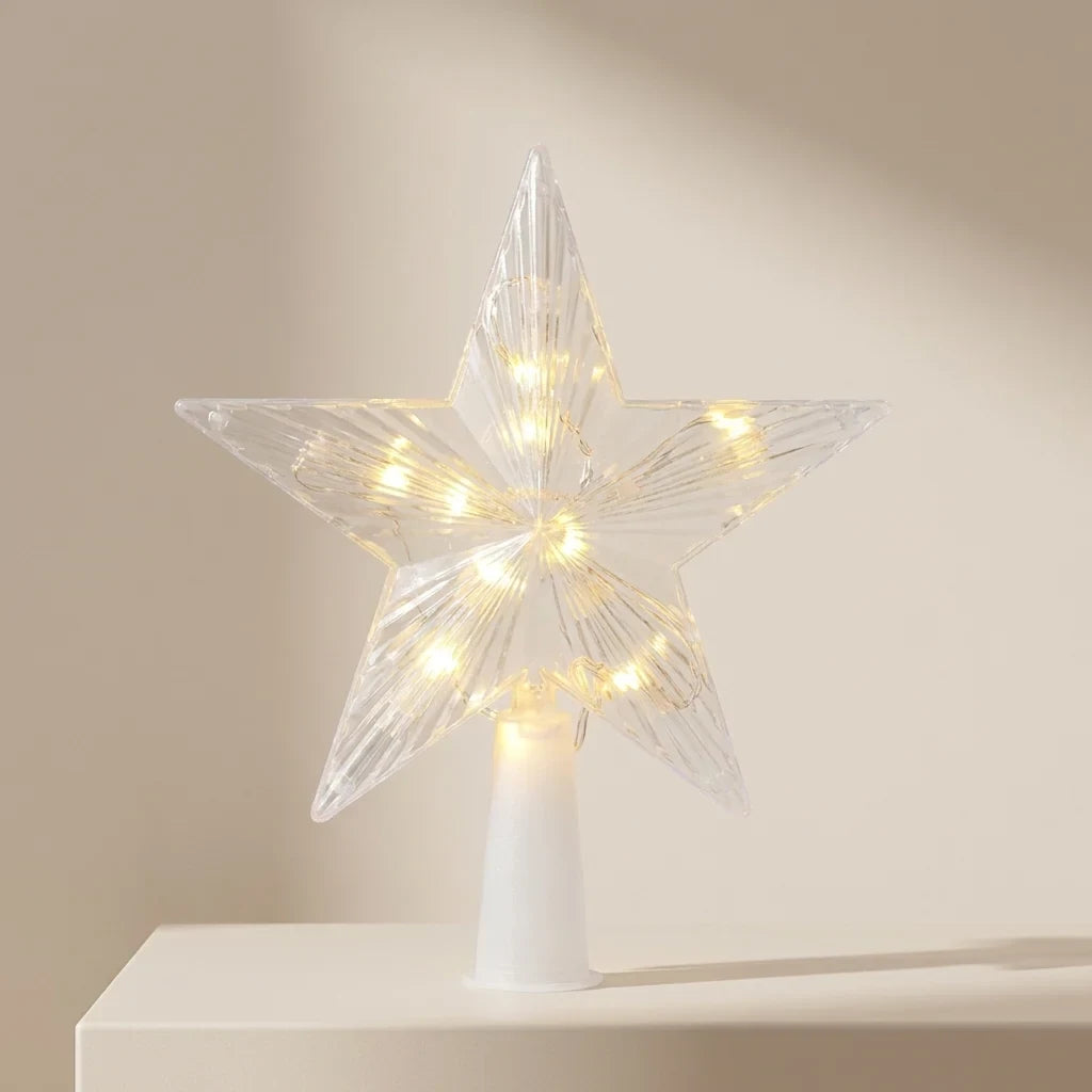 Christmas Tree Topper Star Light LED Battery Operated with Warm White - Image 1