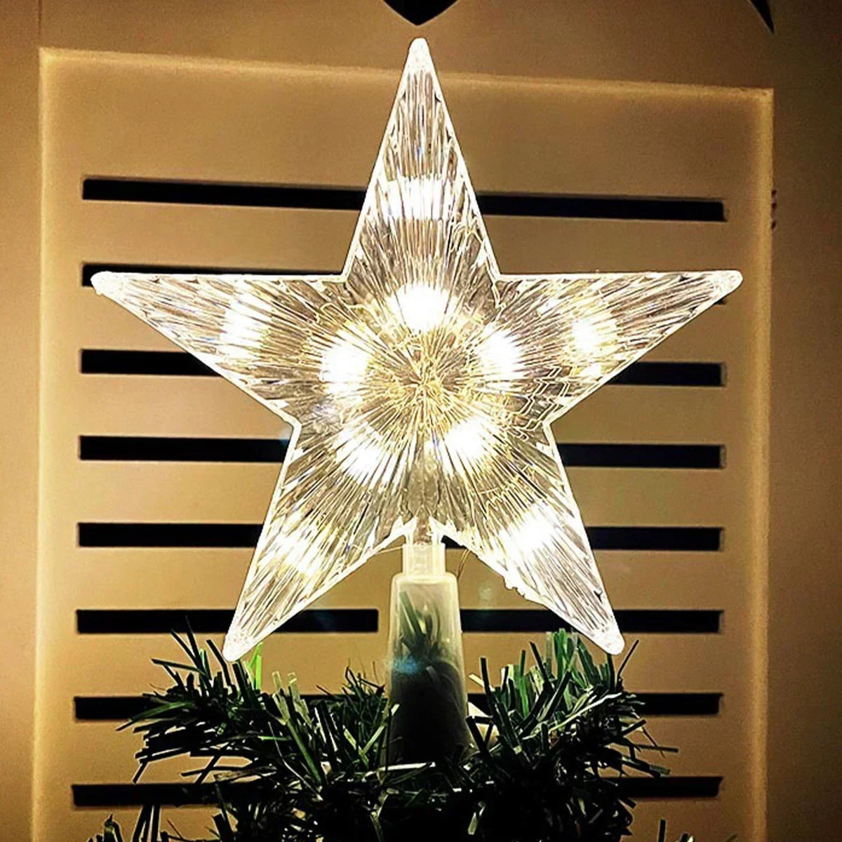 Christmas Tree Topper Star Light LED Battery Operated with Warm White - Image 2