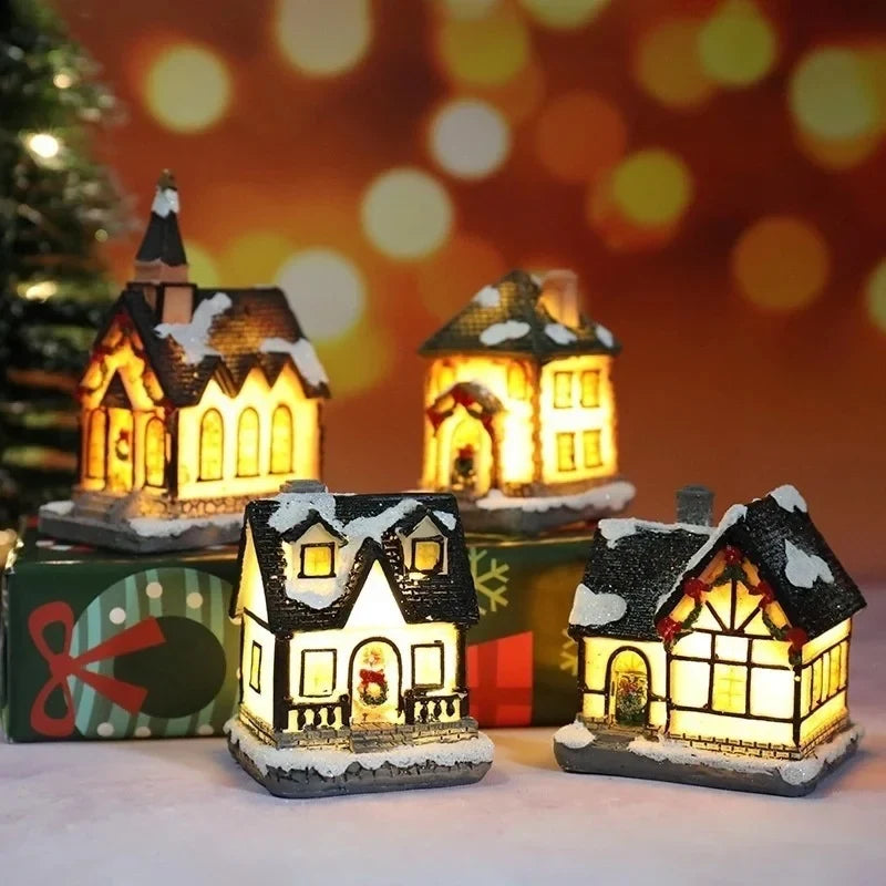 Christmas Village Set with Miniature Houses LED Lights and Snow-Covered Roofs - Image 3