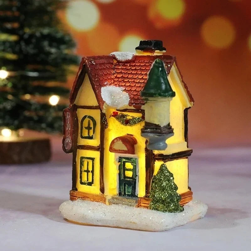 Christmas Village Set with Miniature Houses LED Lights and Snow-Covered Roofs - Image 7