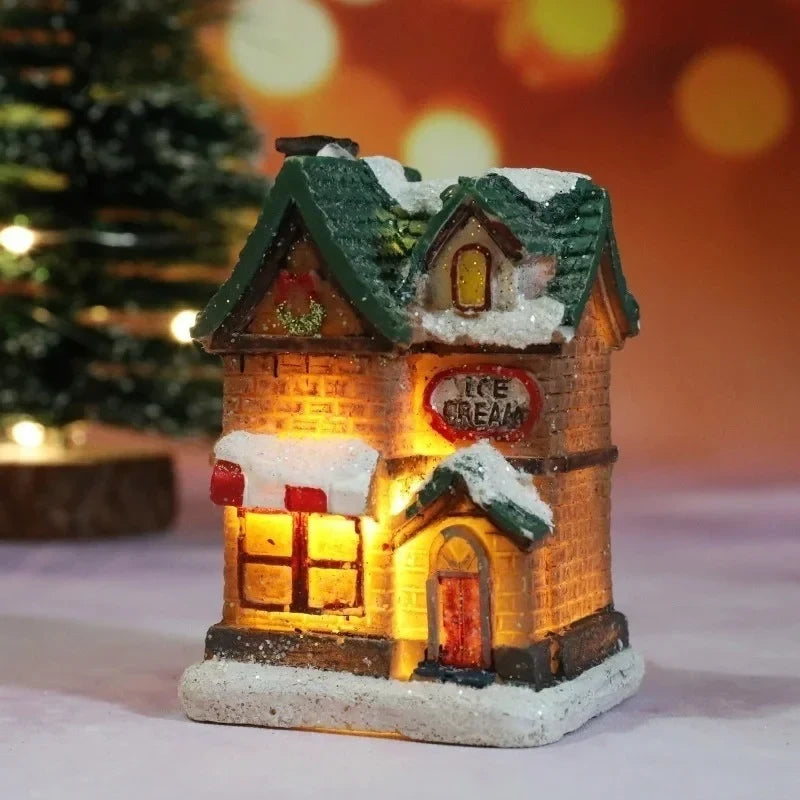 Christmas Village Set with Miniature Houses LED Lights and Snow-Covered Roofs - Image 8