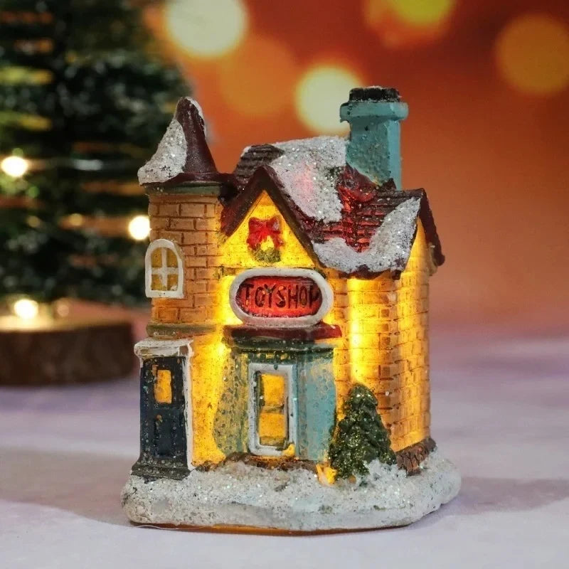 Christmas Village Set with Miniature Houses LED Lights and Snow-Covered Roofs - Image 9