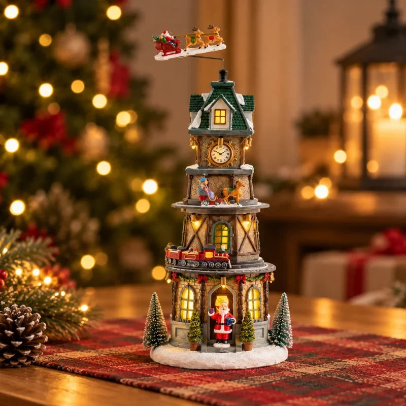 Christmas Village with Animated Train Rotating Tree and LED Lights - Image 11