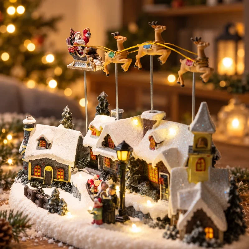 Christmas Village with Animated Train Rotating Tree and LED Lights - Image 12