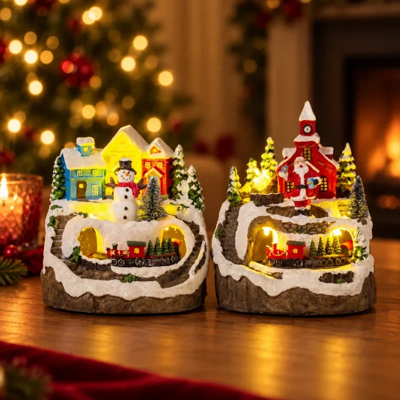 Christmas Village with Animated Train Rotating Tree and LED Lights - Image 15