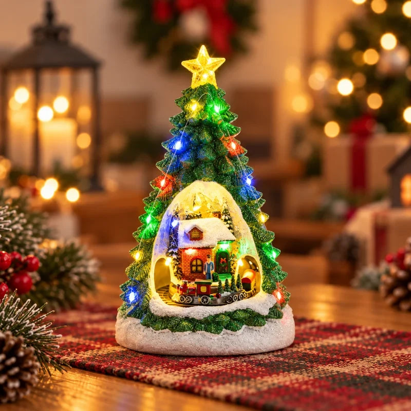 Christmas Village with Animated Train Rotating Tree and LED Lights - Image 16