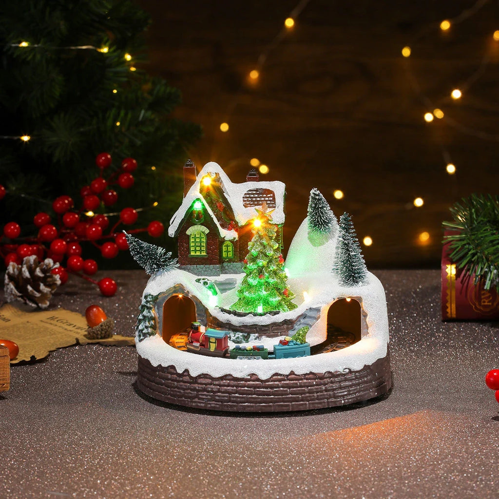 Christmas Village with Animated Train Rotating Tree and LED Lights - Image 25