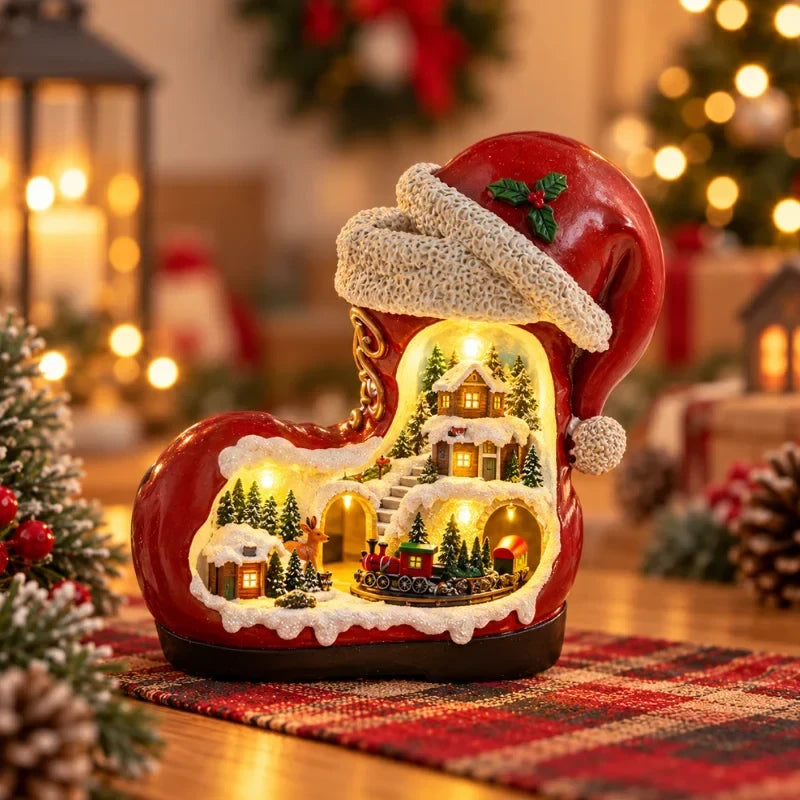 Christmas Village with Animated Train Rotating Tree and LED Lights - Image 4
