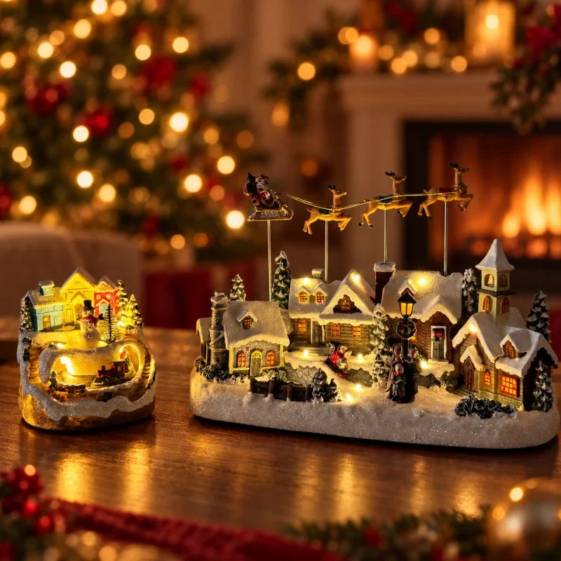Christmas Village with Animated Train Rotating Tree and LED Lights - Image 6