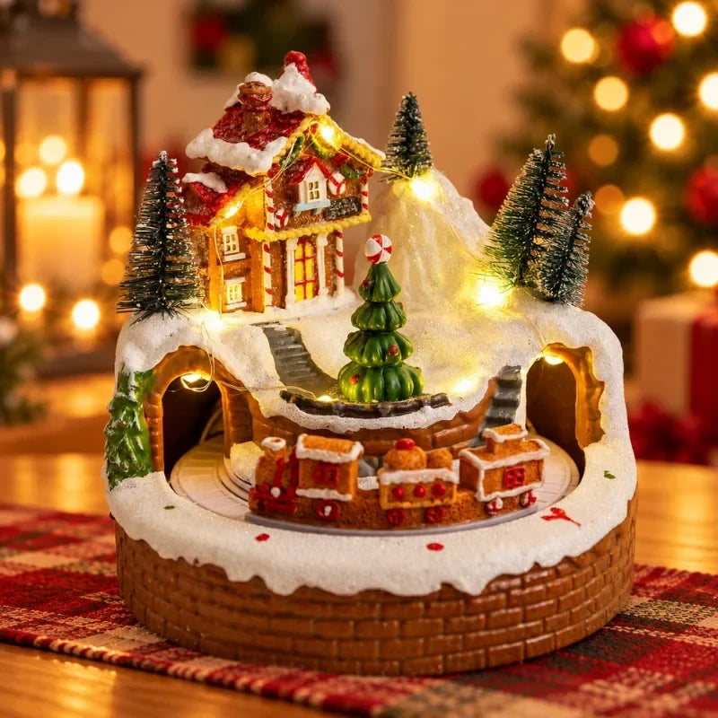 Christmas Village with Animated Train Rotating Tree and LED Lights - Image 9