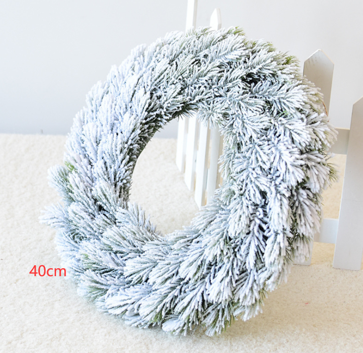 Christmas Wreath with Flocked Pine Needles and Snow-Covered Design for Front Door - Image 7
