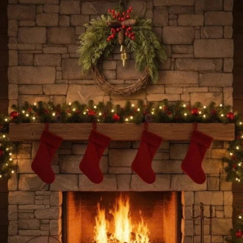 Christmas Wreath with Golden Bells Pinecones and Artificial Evergreen for Holiday Decoration - Image 6