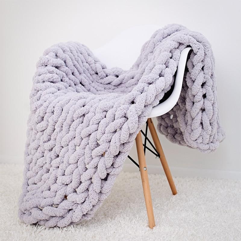 Chunky Knit Throw Blanket with Plush Chenille Weave and Oversized Loop Stitch - Image 3