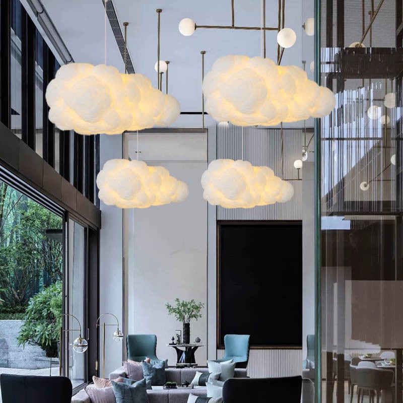 Cloud Pendant Light with Modern White Textured Shade and Adjustable Cord - Image 5