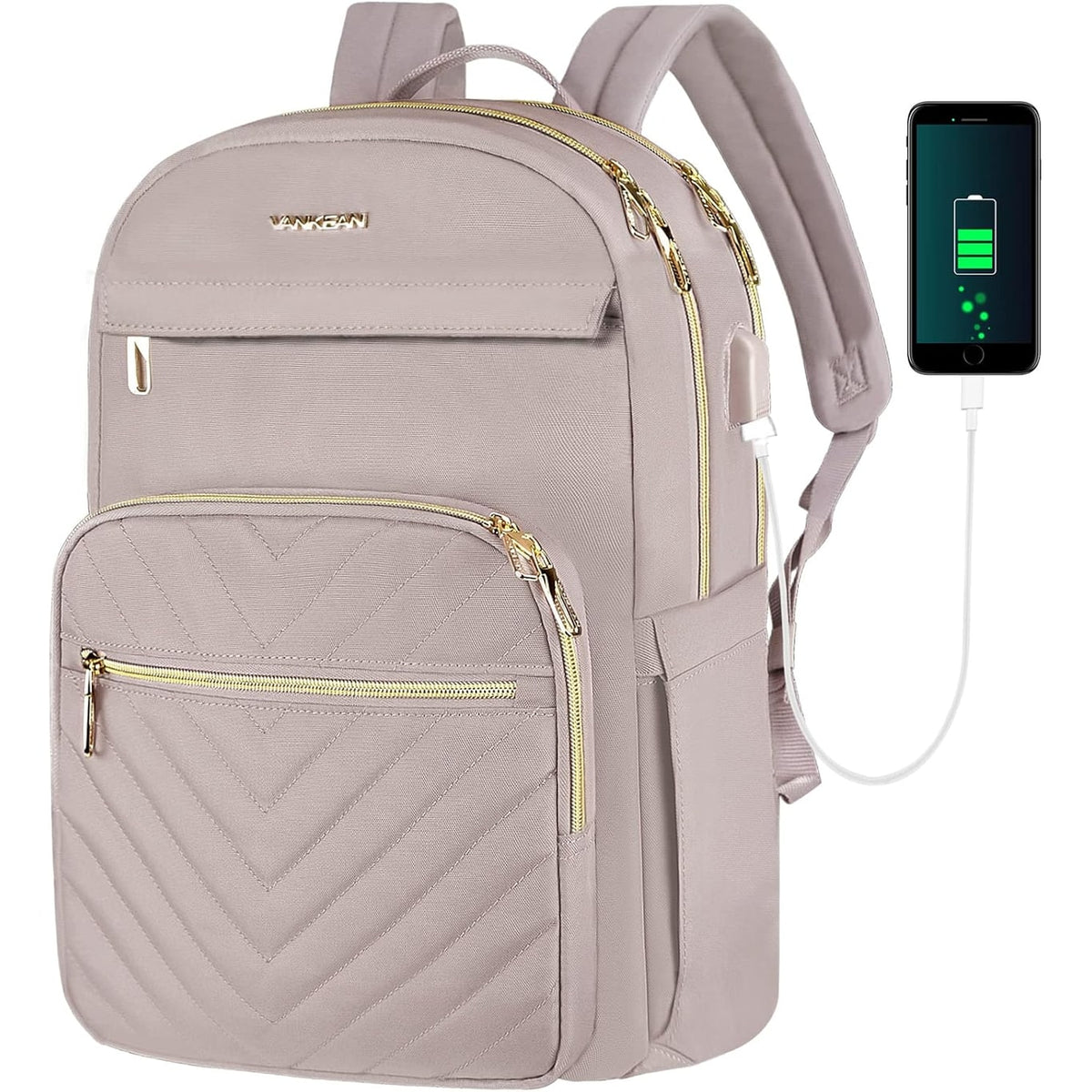 Commuter Backpack with Padded Laptop Compartment USB Charging Port and Luggage Strap - Image 2