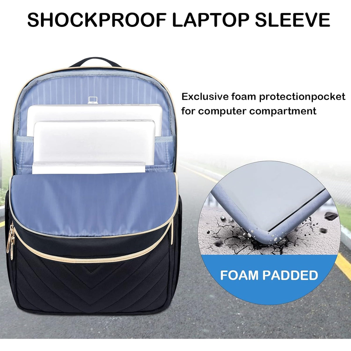 Commuter Backpack with Padded Laptop Compartment USB Charging Port and Luggage Strap - Image 3