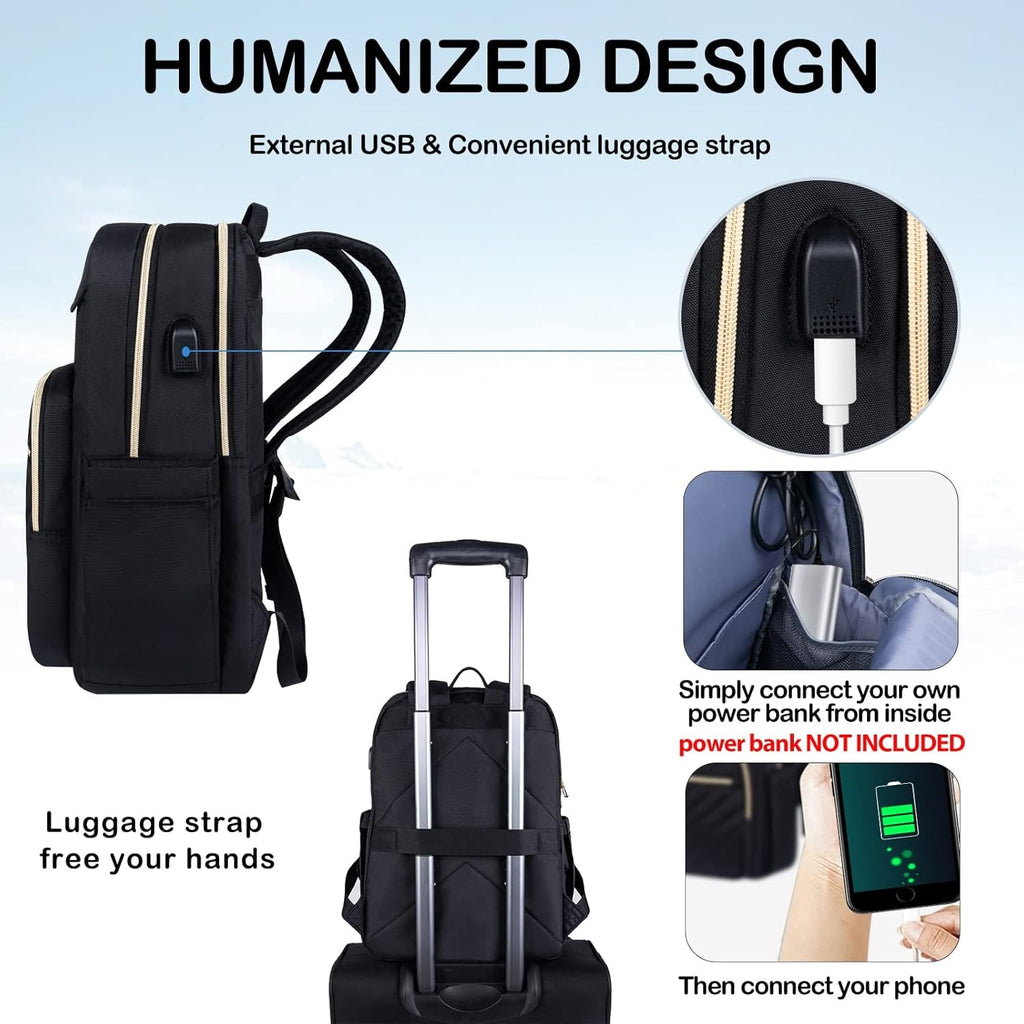 Commuter Backpack with Padded Laptop Compartment USB Charging Port and Luggage Strap - Image 4