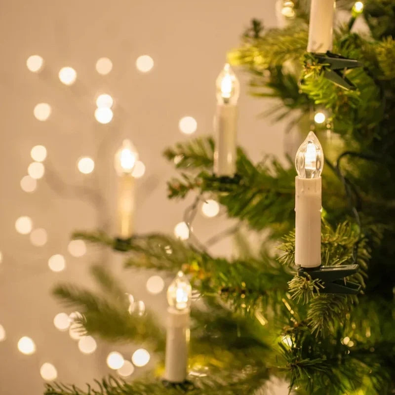 Cordless Clip-On Christmas Tree Lights with Warm White Flickering Candles - Image 2