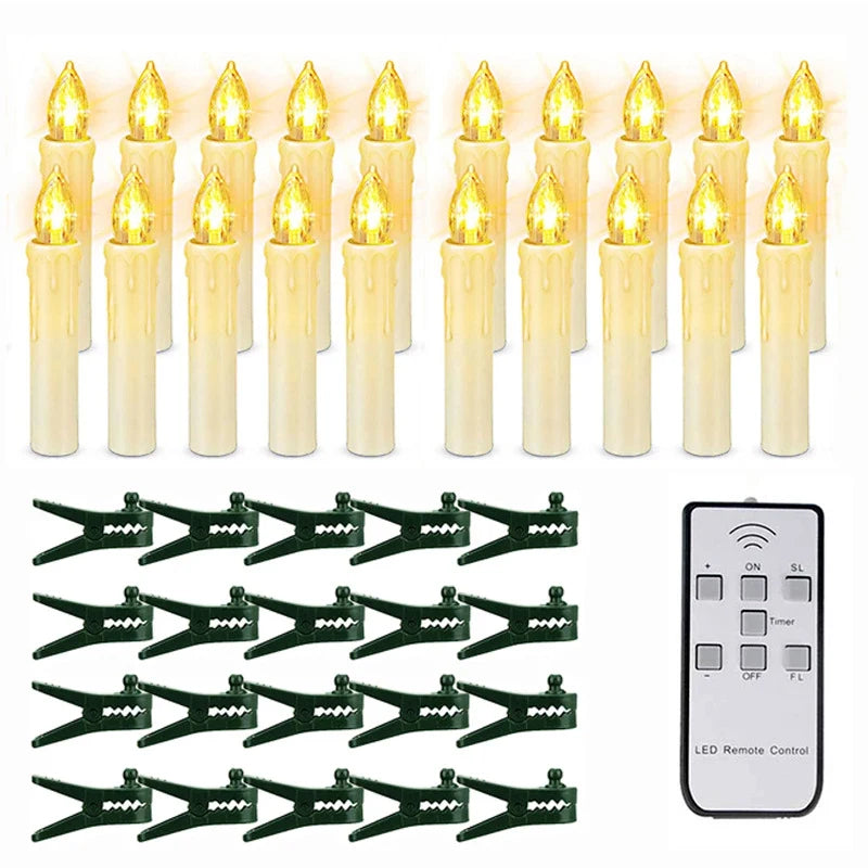 Cordless Clip-On Christmas Tree Lights with Warm White Flickering Candles - Image 7