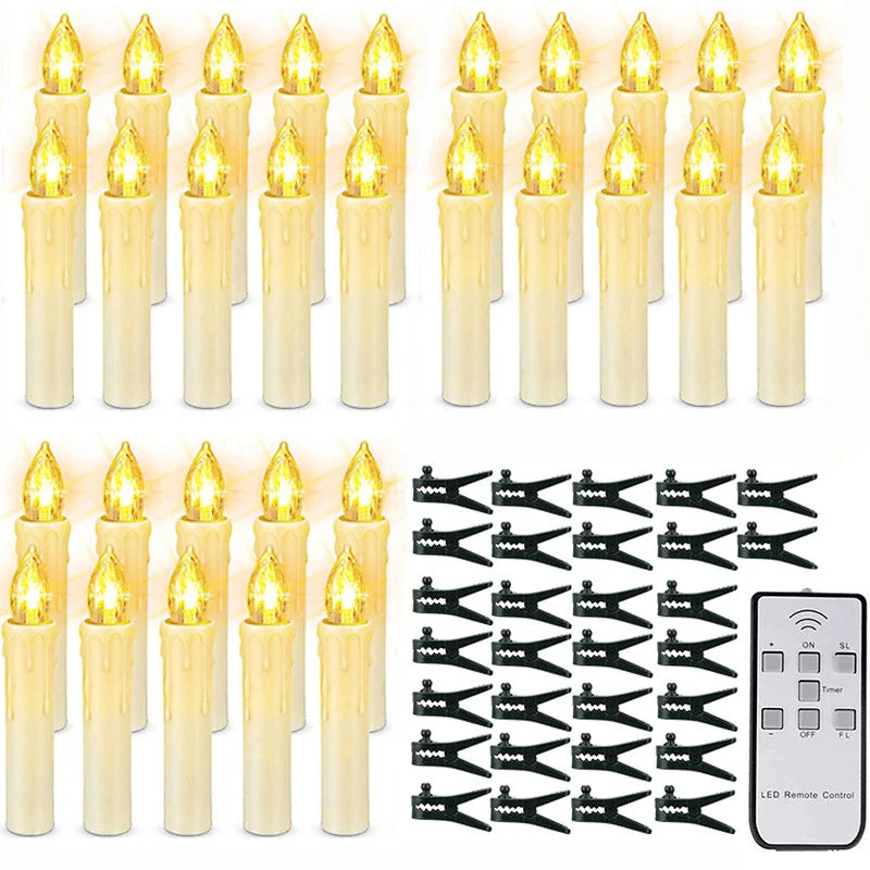 Cordless Clip-On Christmas Tree Lights with Warm White Flickering Candles - Image 8