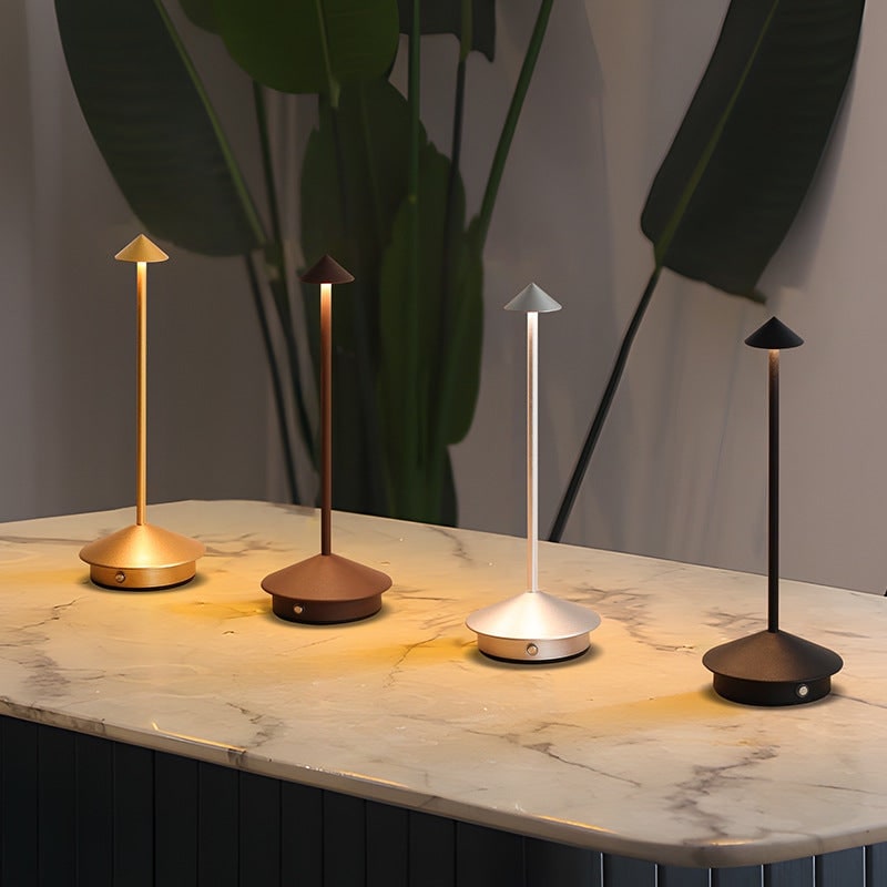 Cordless Table Lamp with Rechargeable Battery Portable LED Lighting and Conical Shade - Image 2