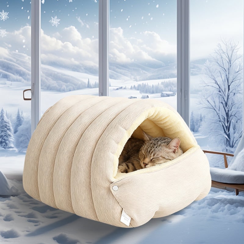 Cozy Cave Dog Bed with Plush Fleece and Hooded Dome Design for Cats - Image 11