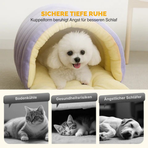 Cozy Cave Dog Bed with Plush Fleece and Hooded Dome Design for Cats - Image 3