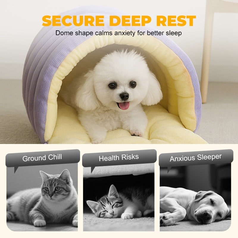 Cozy Cave Dog Bed with Plush Fleece and Hooded Dome Design for Cats - Image 5