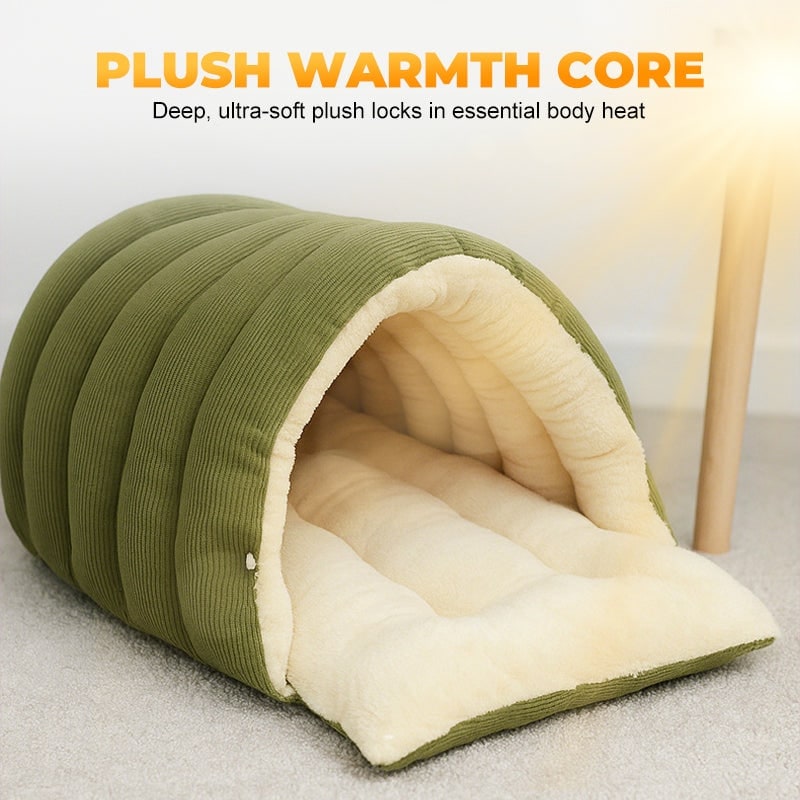 Cozy Cave Dog Bed with Plush Fleece and Hooded Dome Design for Cats - Image 6