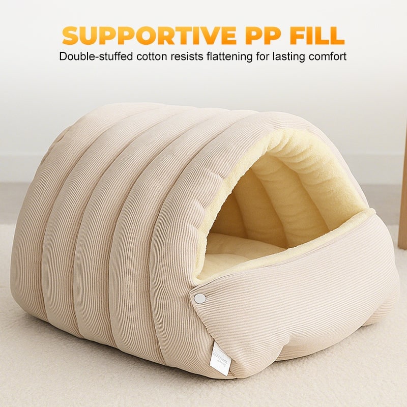 Cozy Cave Dog Bed with Plush Fleece and Hooded Dome Design for Cats - Image 8