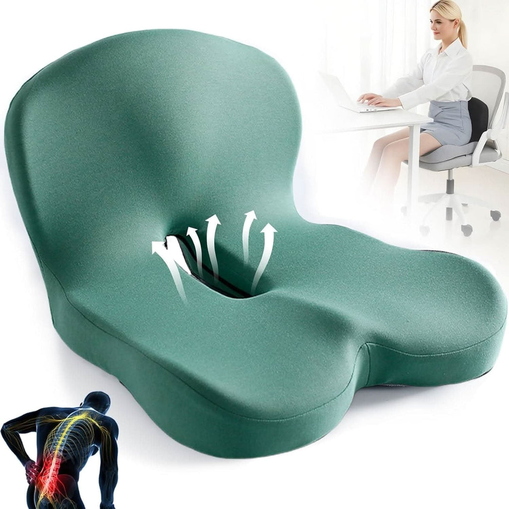 Desk Chair Seat Cushion with Memory Foam Ergonomic Lumbar Support and Contoured Back - Image 7